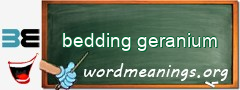 WordMeaning blackboard for bedding geranium